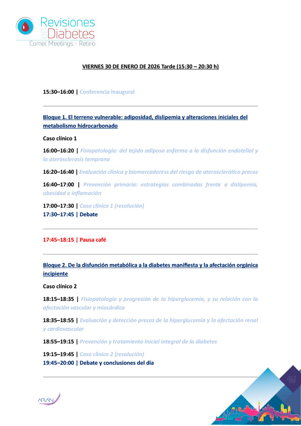 Programa Revisiones en Diabetes - 30 de enero de 2026